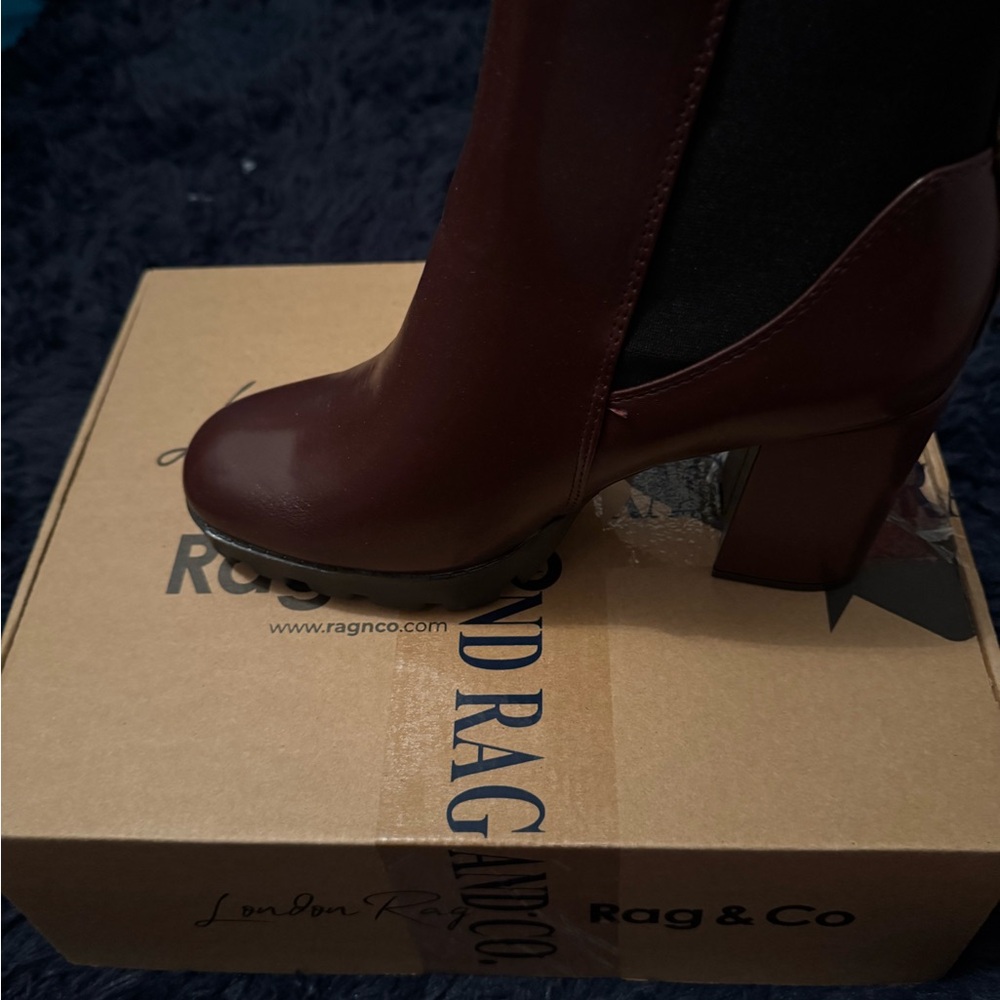 Rag & Co Women's Burgundy Heeled Boots